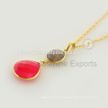 Handmade Vermeil Gold Semi Precious Gemstone Long Chain Necklace Jewelry For Christmas